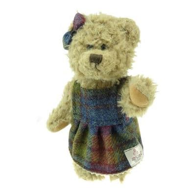 25cm Girl Teddy Bear with Harris Tweed Clothing in Multi Colour Tartan
