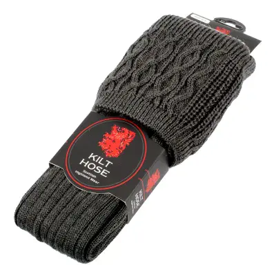 Adult's 50%  Wool Charcoal Plain Modern Tartan -  Traditional Scottish Kilt Socks