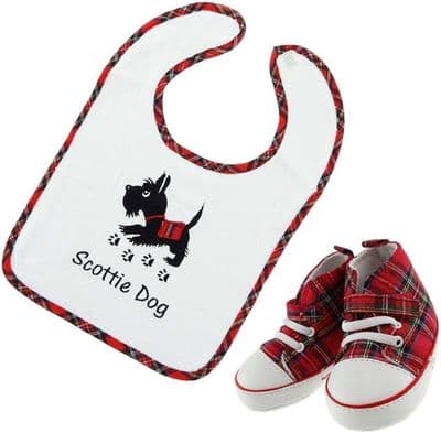 Baby Bib and Bootees 0-3 Months to 2 Years - Royal Stewart & Scottie Dog - Boys & Girls