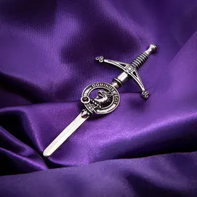 Baird Clan Kilt Pin - Traditional Scottish Surname Crest Sword Brooch
