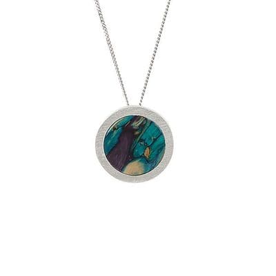 Beautiful Circle Satin Scottish Heathergems Sterling Silver Necklace - Gift