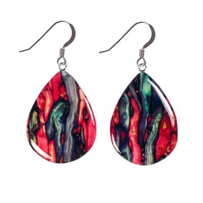 Beautiful Large Teardrop Drop Scottish Heathergems Sterling Silver Earrings - Gift