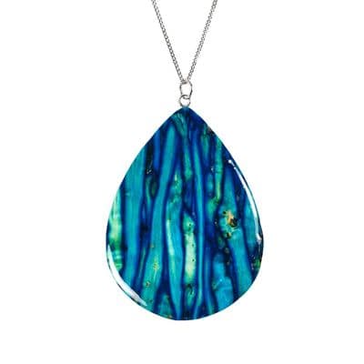 Beautiful Large Teardrop Scottish Heathergems Sterling Silver Necklace - Gift