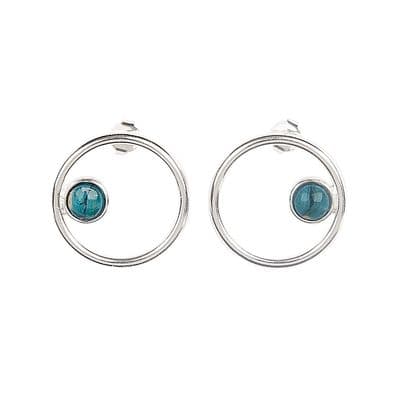 Beautiful Open Circle Scottish Heathergems Sterling Silver Earrings - Gift
