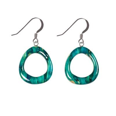 Beautiful Rounded Triangle Scottish Heathergems Sterling Silver Drop Earrings - Gift