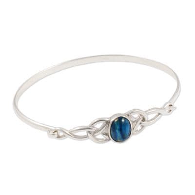 Beautiful Scottish Celtic Silver Heathergems Sterling Silver Bangle With Gift Box