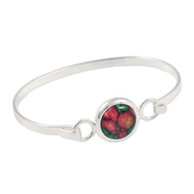 Beautiful Scottish Circle Heathergems Silver Plated Bangle W/ Gift Box
