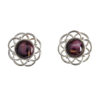 Beautiful Scottish Mor Stud Heathergems Silver Plated Earrings W/ Gift Box & Story Card