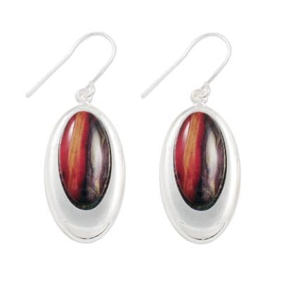 Beautiful Scottish Oval Heathergems Silver Plated Drop Earrings W/ Gift Box & Story Card