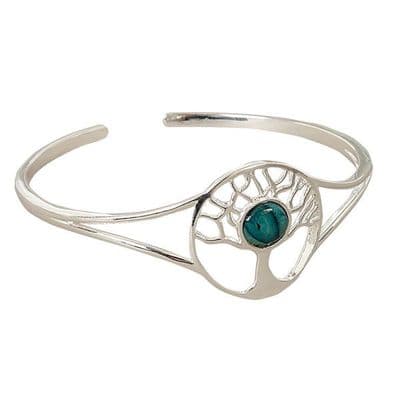 Beautiful Scottish Tree Of Life Silver Plated Heathergems Bangle W/ Gift Box