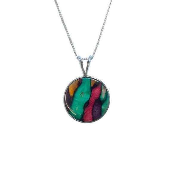 Beautiful Silver Circle Scottish Heathergems Sterling Silver Necklace - Gift