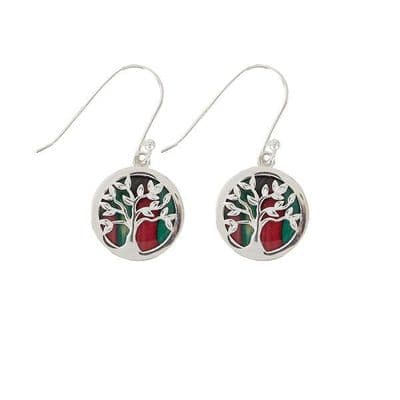 Beautiful Silver Tree of Life Scottish Heathergems Sterling Silver Drop Earrings - Gift