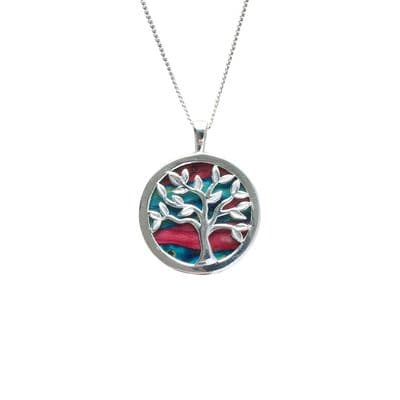 Beautiful Silver Tree of Life Scottish Heathergems Sterling Silver Necklace - Gift