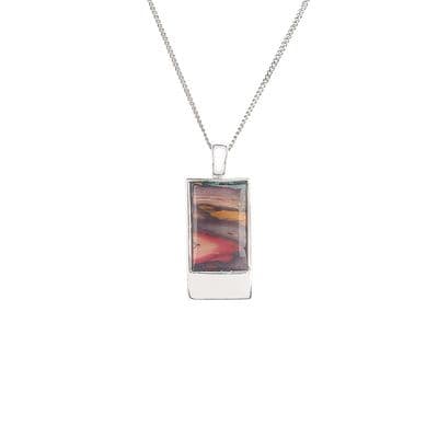 Beautiful Skye Rectangle Scottish Heathergems Sterling Silver Necklace - Gift