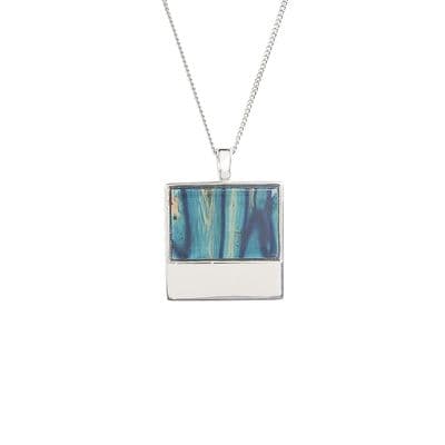 Beautiful Skye Square Scottish Heathergems Sterling Silver Necklace - Gift