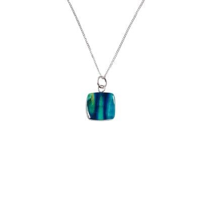 Beautiful Small Square Scottish Heathergems Sterling Silver Necklace - Gift