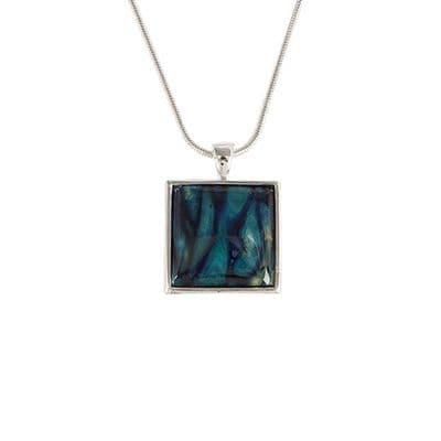 Beautiful Square Scottish Heathergems Sterling Silver Necklace - Gift
