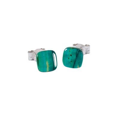 Beautiful Square Scottish Heathergems Sterling Silver Stud Earrings - Gift