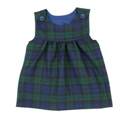 Black Watch Scottish Traditional Luxury Tartan Dress  With Button Shoulder