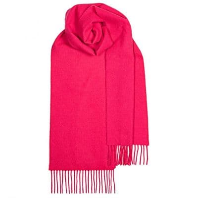Bright Pink Plain Coloured Scarf - 100% Lambswool - Luxury Soft Scarf - Suitable For Any Occasion