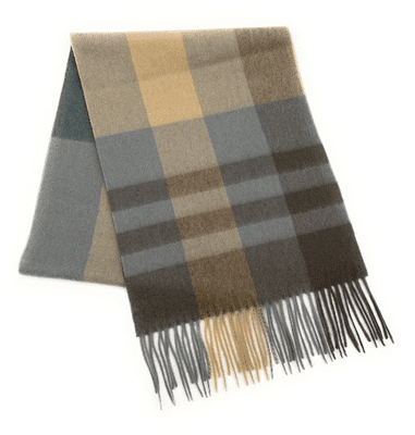 Brown-Beige Check - 100% Pure Lambswool Long Scarf