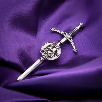 Bruce Clan Kilt Pin - Traditional Scottish Surname Crest Sword Brooch