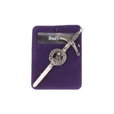 Buchan Clan Kilt Pin - Traditional Scottish Surname Sword Brooch - Made in Scotland