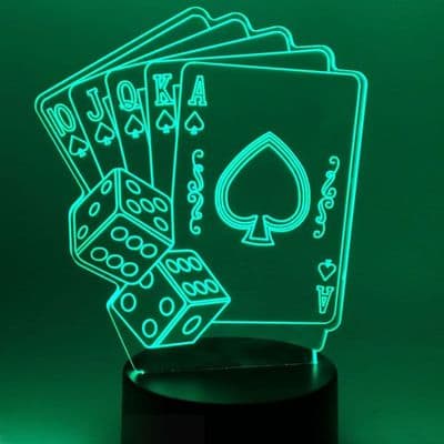 Cards & Dice 3D Night Lamp - 7 Colour Change - Touch Control - Bedside Night Light