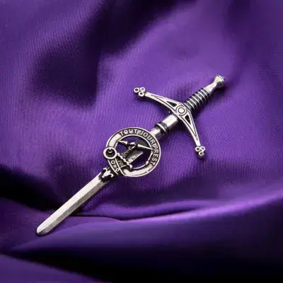 Carmichael Clan Kilt Pin - Traditional Scottish Surname Sword Brooch - Made in Scotland