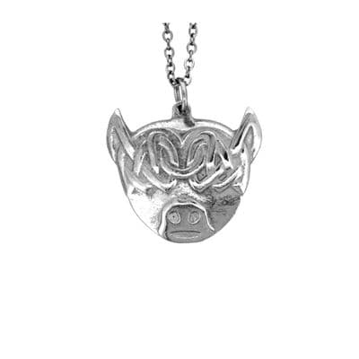 Celtic Cow Pendant | Pure Pewter Metal | Gift Presentation | 18