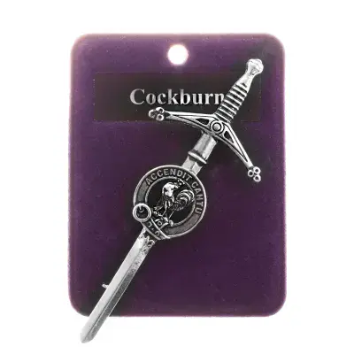 Cockburn Clan Kilt Pin - Traditional Scottish Surname Sword Brooch - Made in Scotland