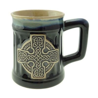 Coffee Mug | Colour: Black Cross | Premium Stoneware | Dishwasher Safe | Ceramic Cup | Gift Box