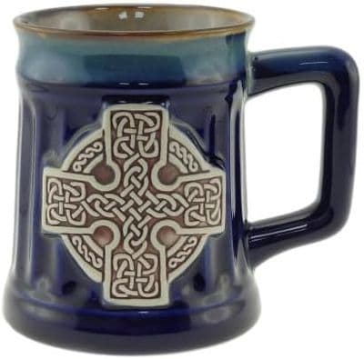 Coffee Mug | Colour: Blue Cross | Premium Stoneware | Dishwasher Safe | Ceramic Cup | Gift Box