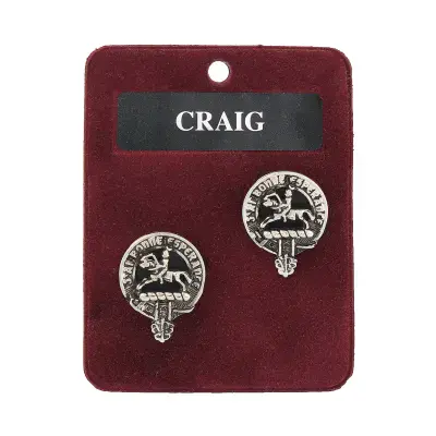 Craig Clan Crest Cufflinks - Traditional Shirt Accessory - Scottish Heritage - Made in Scotland