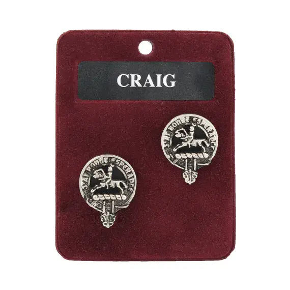 Craig Clan Crest Cufflinks - Traditional Shirt Accessory - Scottish Heritage - Made in Scotland