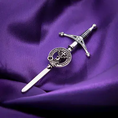 Crawford Clan Kilt Pin - Traditional Scottish Surname Crest Sword Brooch