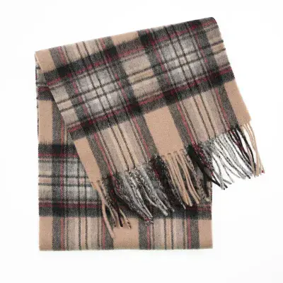 Edinburgh 100% Lambswool Tartan Scarf | Stewart Camel