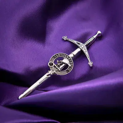 Elliot Clan Kilt Pin - Traditional Scottish Surname Crest Sword Brooch