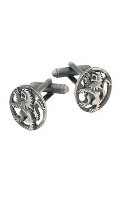 Family Scottish Traditional Lion Rampant Matt Polished Pewter Cufflinks With Box