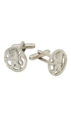 Family Scottish Traditional Lion Rampant Polished Pewter Cufflinks With Box