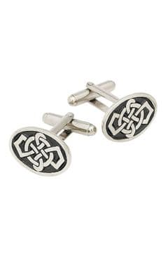 Family Scottish Traditional Oval Celtic Polished Pewter Cufflinks With Box