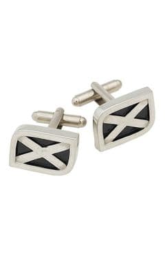 Family Scottish Traditional Saltire Polished Pewter Cufflinks With Box
