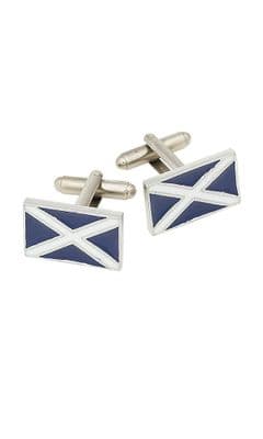 Family Scottish Traditional St. Andrews Saltire Enamel Polished Pewter Cufflinks With Box