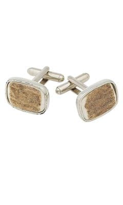 Family Scottish Traditional Staghorn Polished Pewter Cufflinks With Box