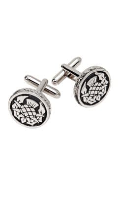 Family Scottish Traditional Thistle Handcrafted Polished Pewter Cufflinks With Box