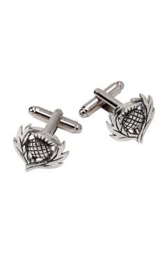 Family Scottish Traditional Thistle Polished Pewter Cufflinks With Box