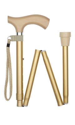 Folding Adjustable Stick - Gold - Traditional Walking Stick - Crutch Handle - Unique Accessory