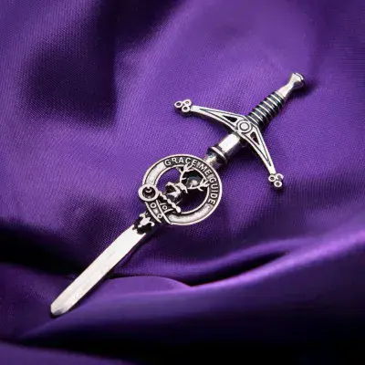 Forbes Clan Kilt Pin - Traditional Scottish Surname Crest Sword Brooch