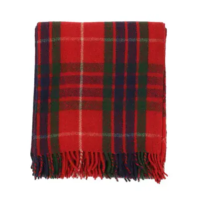 Fraser Red Tartan Blanket - Wool Blend - Luxury Scottish Blanket - For Any Occasion