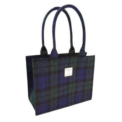 Full Harris Tweed Black Watch Tartan Large Tote Bag